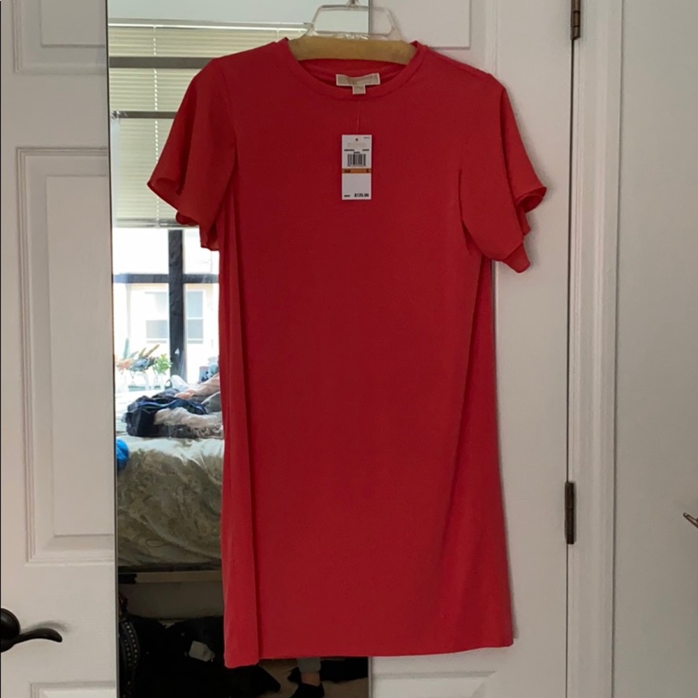 coral Michael kors short sleeve dress.